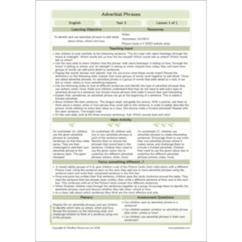 Adverbial Phrases KS2 - Image 13